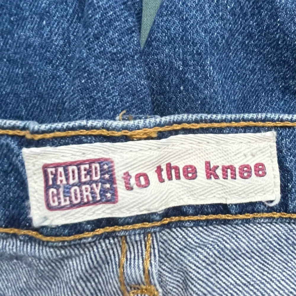 Vintage‎ Faded Glory To The Knee Shorts Boys 12 Blue Denim Medium Wash Pockets